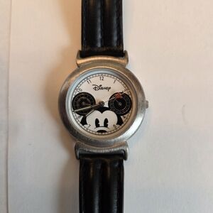 Disney Mickey Mouse Black and Silver Timepiece